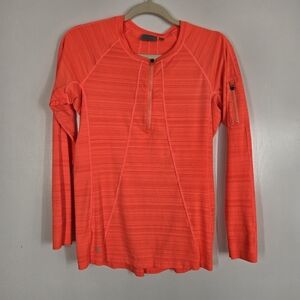 Athleta Pacifica UPF 50 Orange 1/2 Zip Long Sleeve Pullover Workout Swim Top M‎
